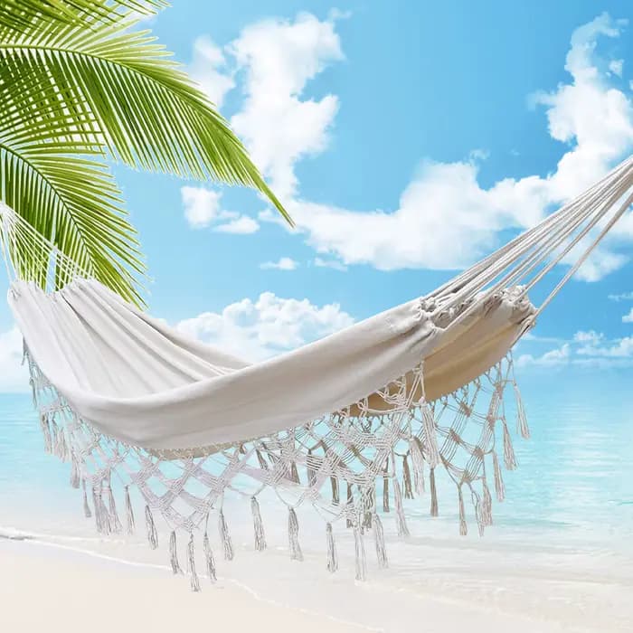 Hamac à franges en macramé