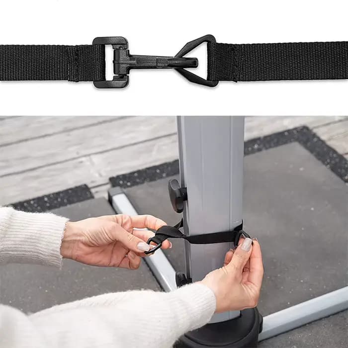 Sangle de protection contre le vent pour grands parasols en porte-à-faux