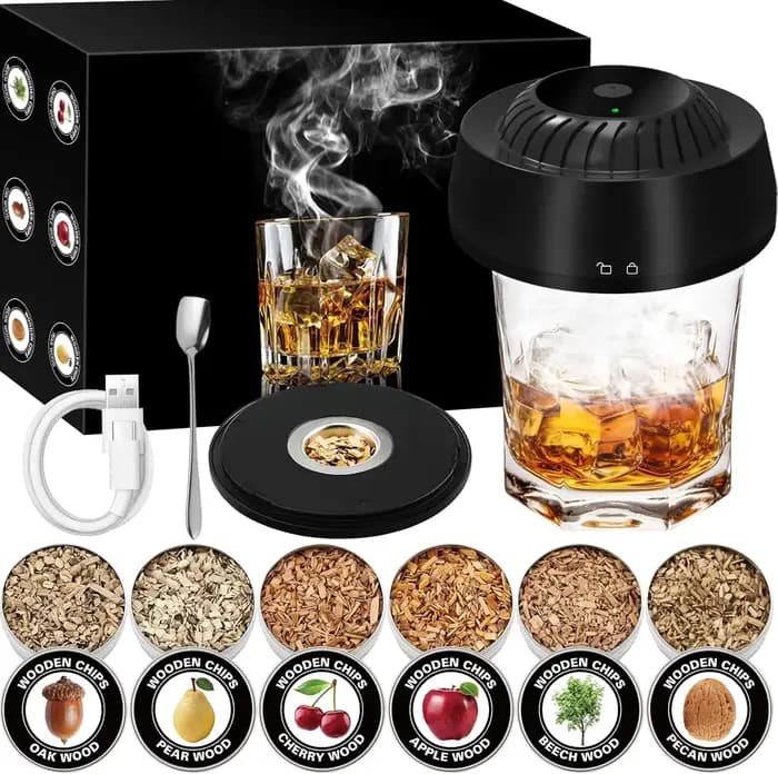 Kit de fumeur de whisky électrique avec 6 copeaux de bois