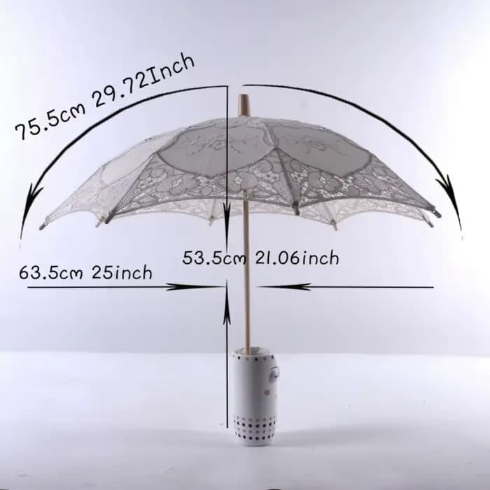 Vintage 26/31/43/53cm dentelle Parasol parapluie broderie coton