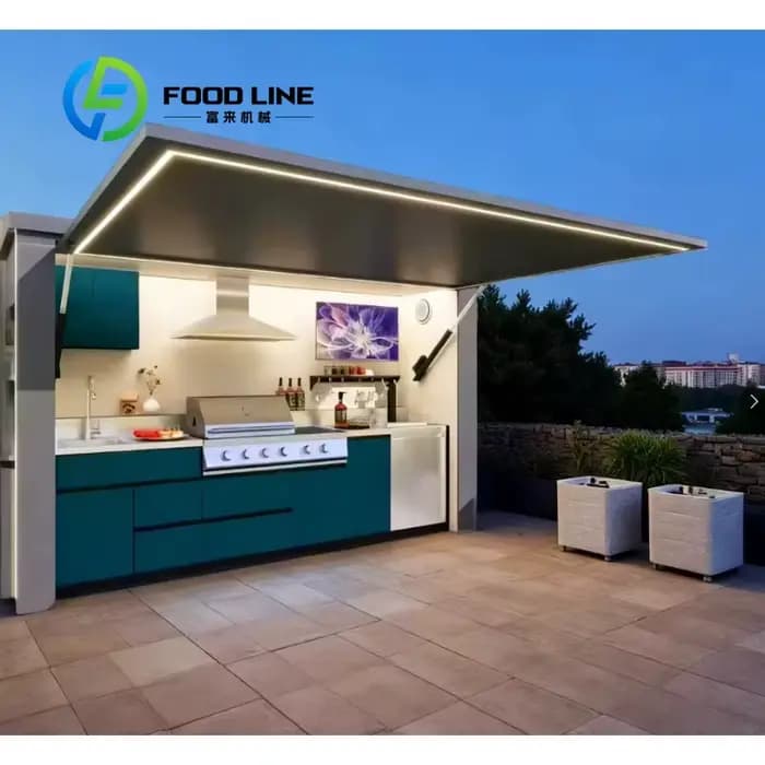 Abri modulaire personnalisé résistant aux intempéries avec cuisine extérieure intégrée