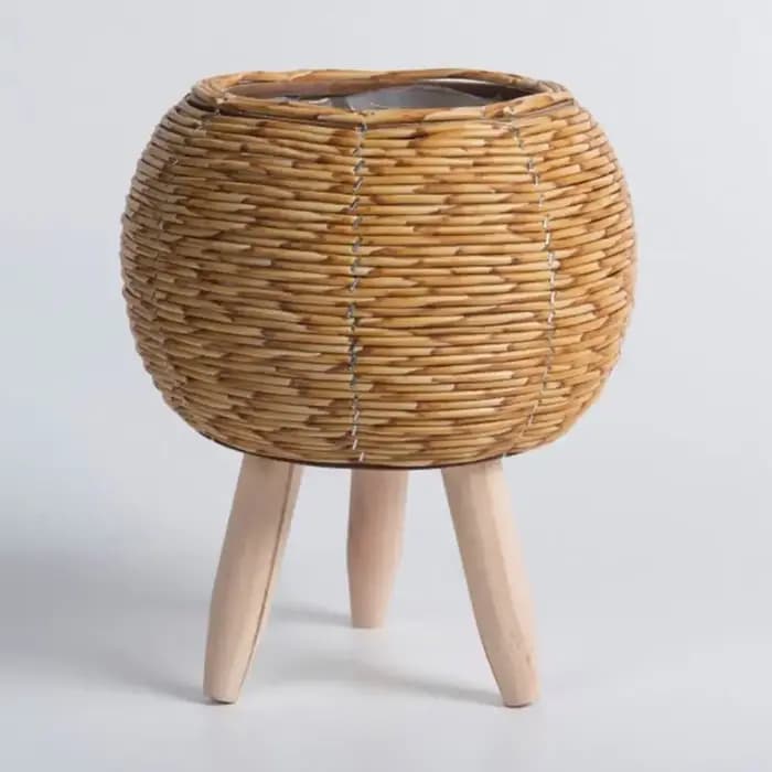 Jardinière créative en rotin tressé avec pieds amovibles