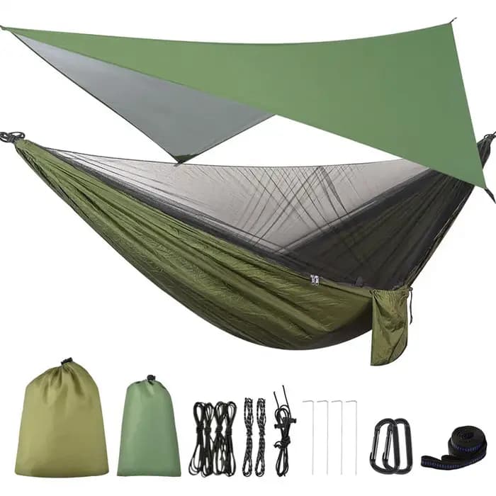 Hamac de Camping moustiquaire et auvent de hamac hamac en Nylon Portable sangles d'arbre de mouche d