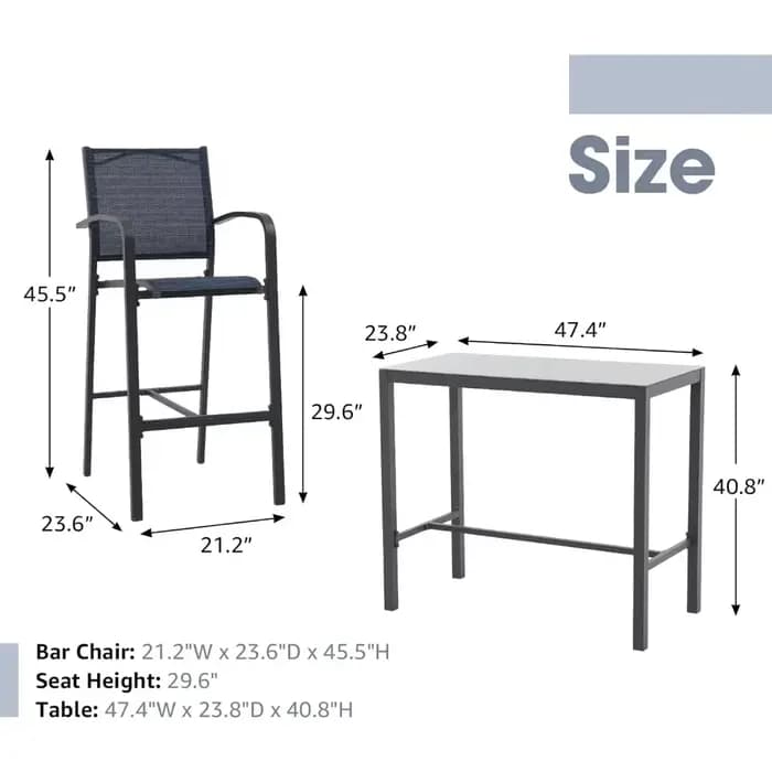 OC Orange-ensemble de Bar de Patio décontracté 5 pièces, Table à manger et chaises d'extérieur en ti