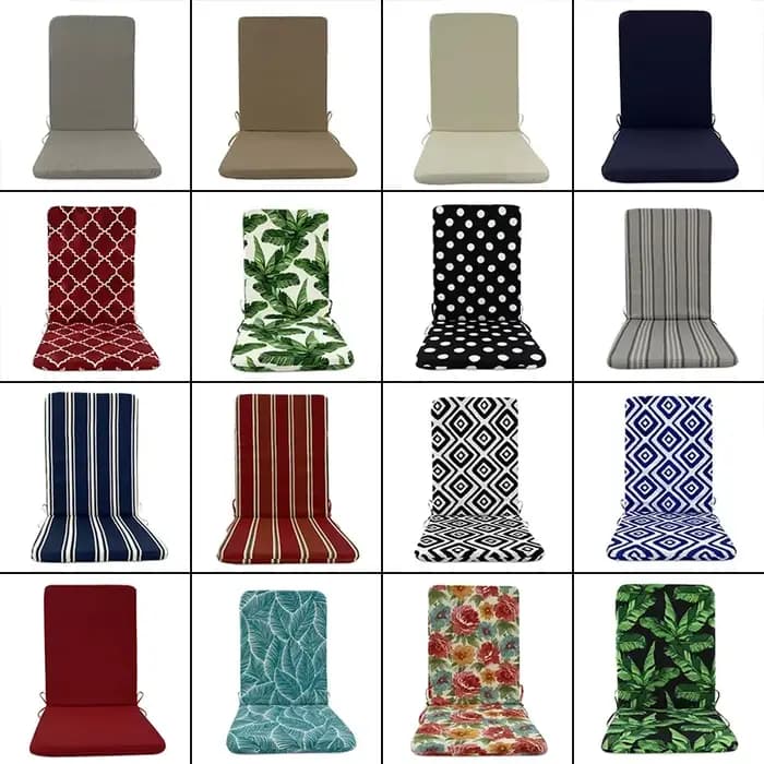 Coussins d'extérieur intégrés pour chaises de jardin avec dossier