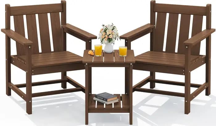 Ensemble de bistro de patio 3 pièces, ensemble de chaises Adirondack toutes saisons avec table d'app