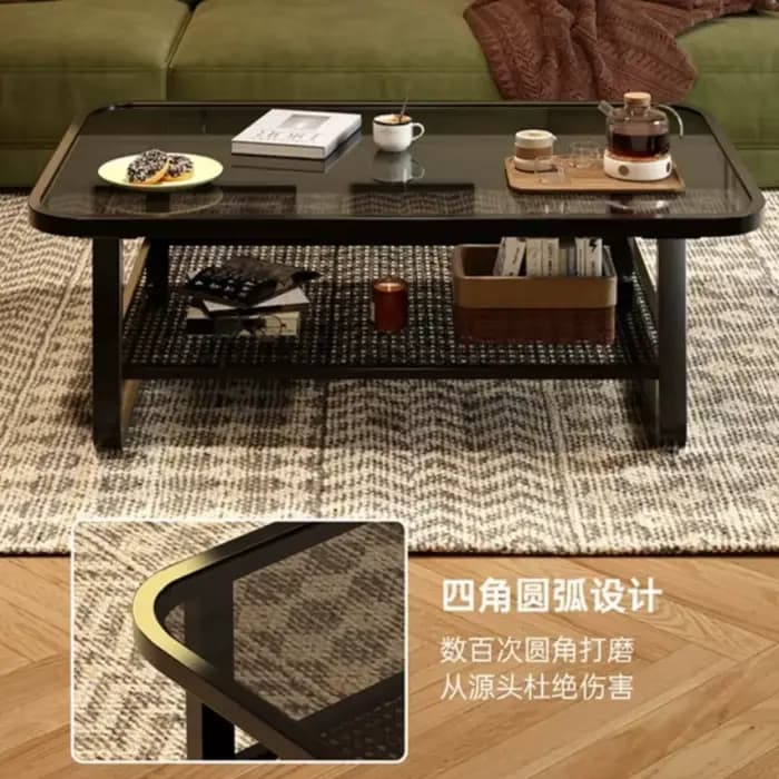 Table basse noire moderne en verre