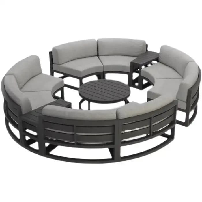 Grey Aluminum Outdoor Garden Furniture Set Luxury Courtyard Leisure Sofa Coffee Table Combination for Home