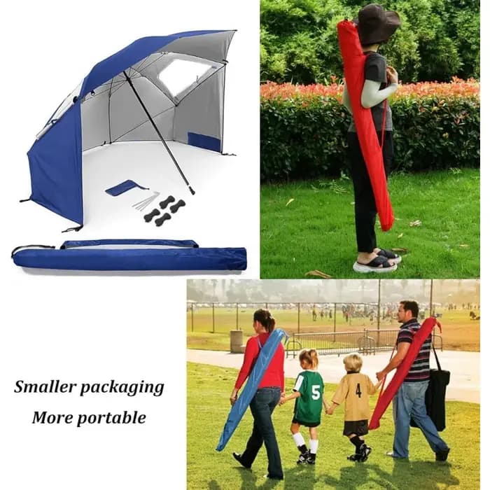 Parasol de plage coupe-vent UPF 50+ avec ancre de sable et inclinaison, pare-soleil portable et pliable pour patio, jardin, piscine, cour, pelouse, extérieur