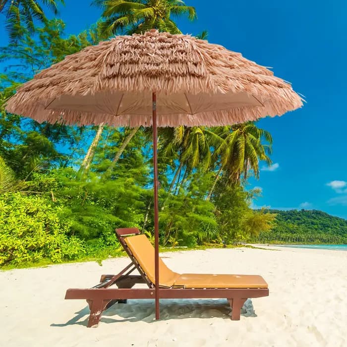 Parasol de jardin en simili chaume de 63 pouces pour piscine et jardin