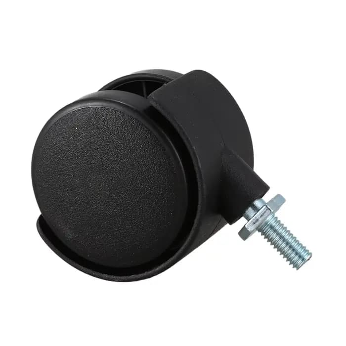 A04I 6mm tige filetée 40mm double roue roulette rotative noir