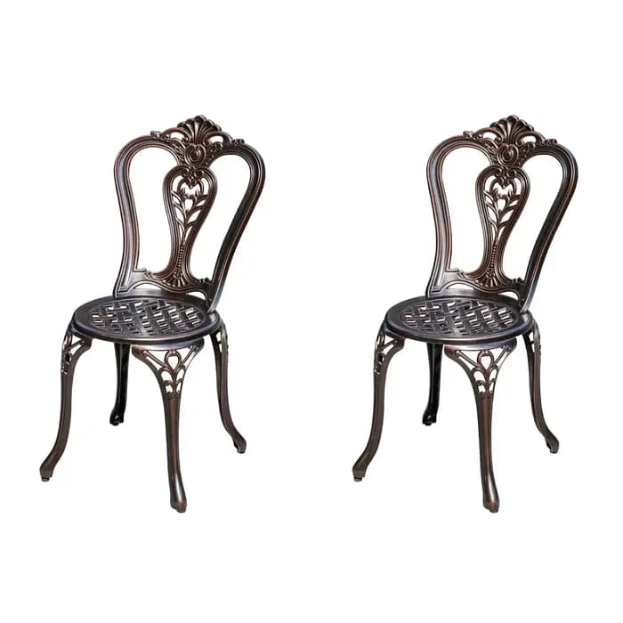 Chaise de jardin en aluminium moulé, lot de 2, imperméable et antirouille, mobilier d'extérieur mode