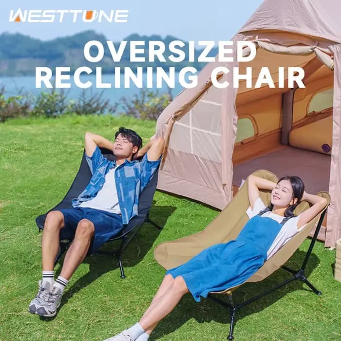 WESTTUNE Chaise longue pliante surdimensionnée Camping Chaise inclinable en alliage d'aluminium Lois