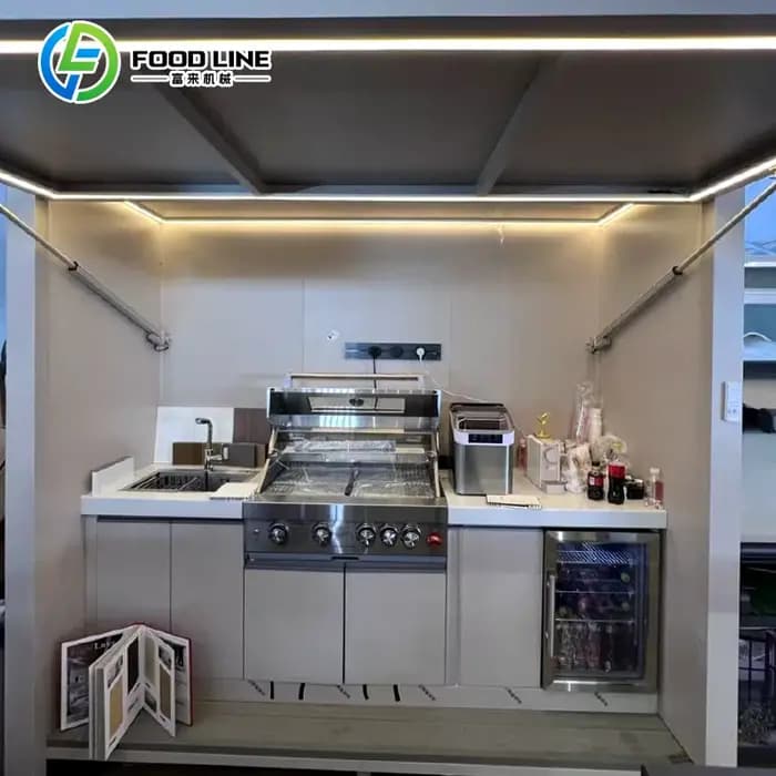Cuisine extérieure en acier inoxydable, cuisine de jardin, abri de jardin en bois pour cuisine extérieure