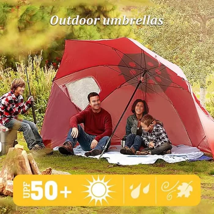 Parasol de plage coupe-vent UPF 50+ avec ancre de sable et inclinaison, pare-soleil portable et pliable pour patio, jardin, piscine, cour, pelouse, extérieur
