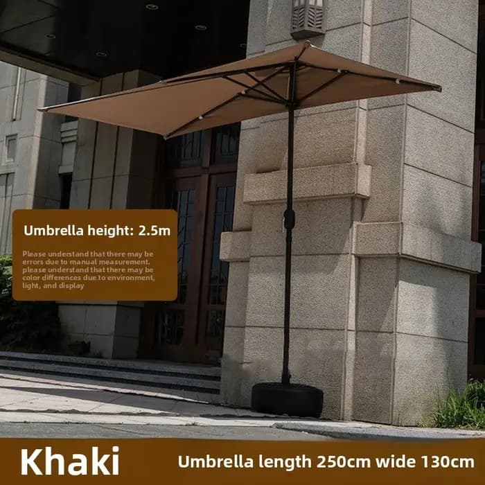 Parasol de marché rectangulaire télescopique mural demi-couvrant pour extérieur
