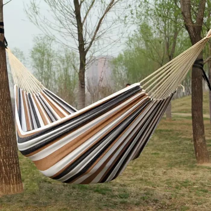 NewOutdoor-Hamac simple en toile pour camping, balançoire intérieure pour enfants, hamac rayé épais,