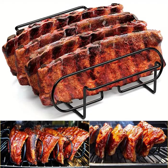 Support à côtes en acier inoxydable pour barbecue, outil de cuisson portable pour barbecue en plein