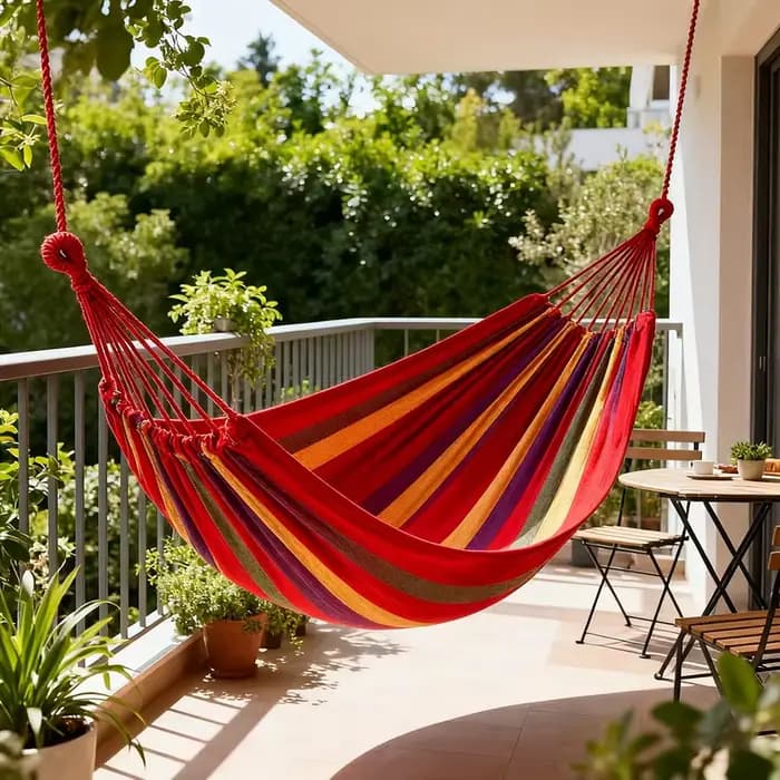 Hamac double pour 2 personnes en toile de coton avec sangles pour arbres