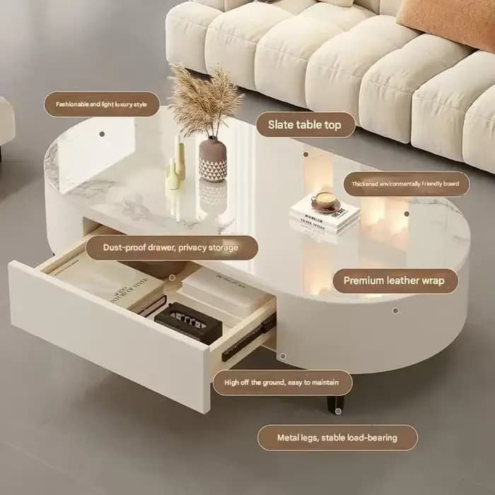Table basse moderne Simple pour salon, organisateur ovale bon marché, Table d'appoint, collier Funky
