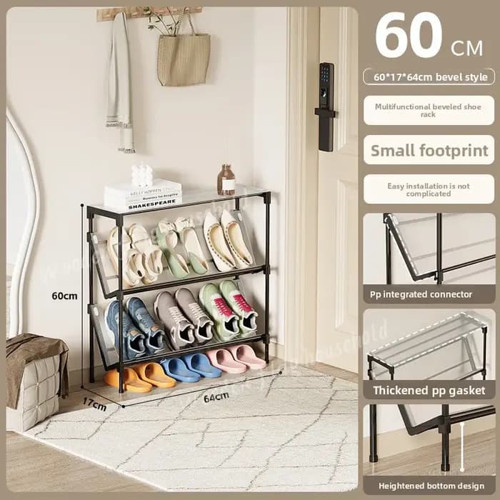 Nouveau étagère à chaussures simple multicouche inclinée anti-poussière. Armoire