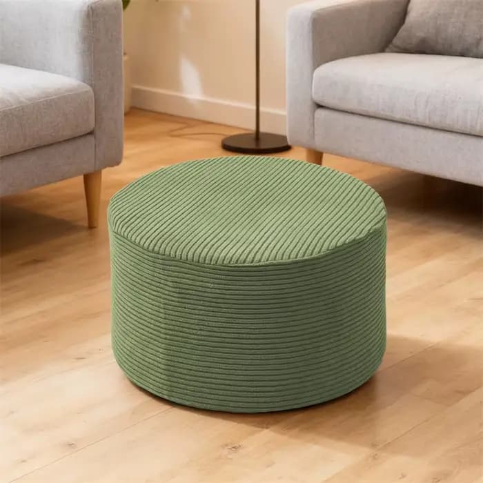 1 Housse de pouf ronde unie anti-salissure extensible pour repose-pieds de canapé et tabouret
