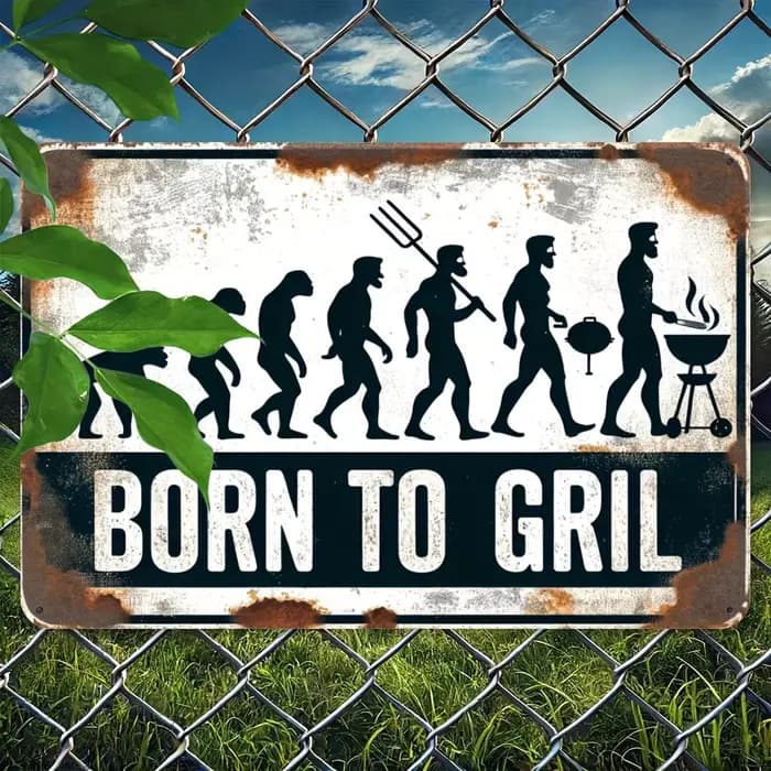 1PC Logo mural vintage en fer pour barbecue - Polyvalent