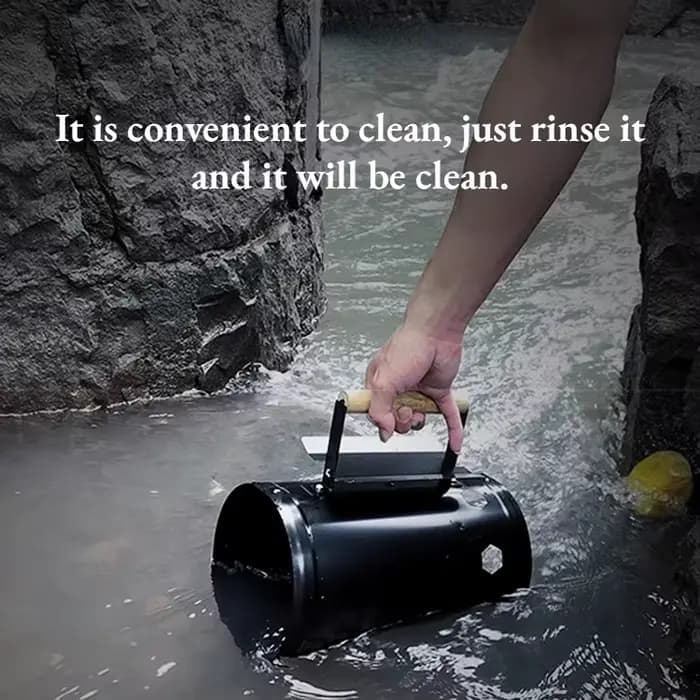 Barbecue portable en acier inoxydable avec seau à charbon et allumeur intégré