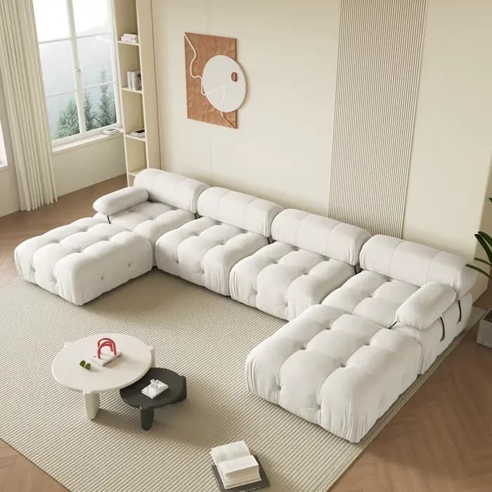 Sdorens Canapé sectionnel modulaire de 138 pouces Canapés en velours minimalistes modernes en forme