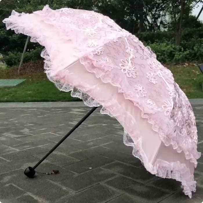 Parasol de soleil en dentelle double couche pour femme