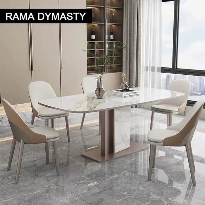 Sièges de table à manger rectangulaires modernes en pierre frittée série Luxotic pour 6 à 8 personne