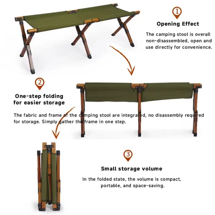 WESTTUNE tabouret Long d'extérieur Portable Camping chaise pour deux personnes pliant Double siège e