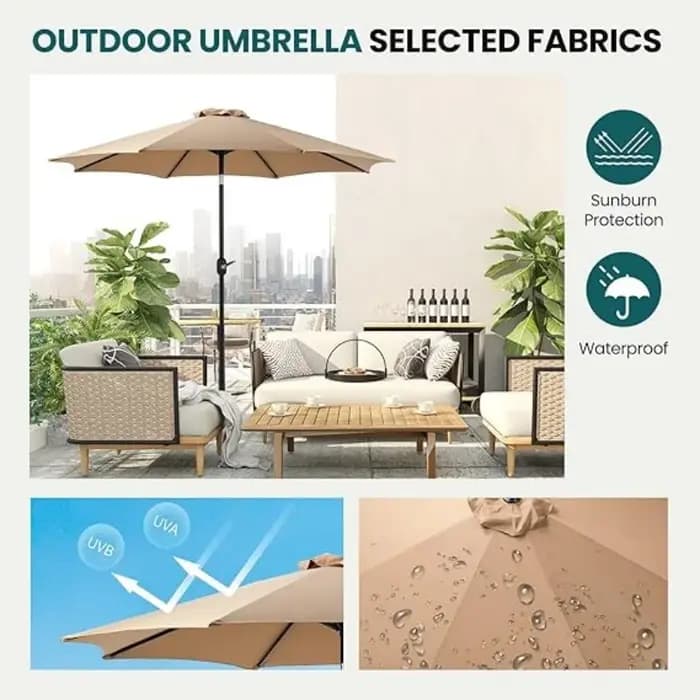 Grand parasol d'extérieur de 2M, avec manivelle, poteau central droit, pour jardin, plage, Camping et stand publicitaire, bloc UV