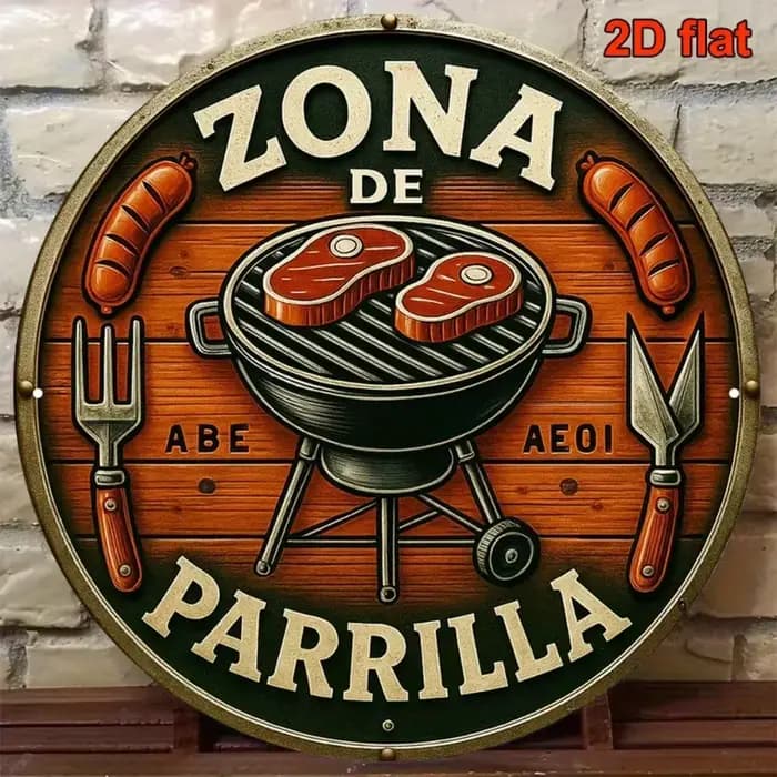 Panneau de barbecue espagnol rétro en métal de 8 pouces