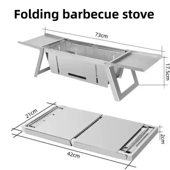 Barbecue portable pliable au charbon de bois en acier inoxydable pour camping
