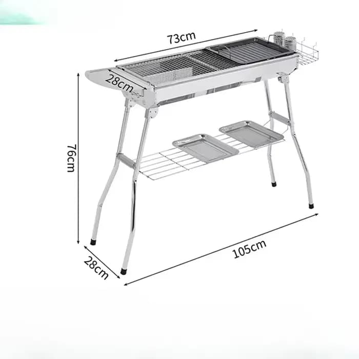 Grill à charbon de bois d'extérieur en acier inoxydable