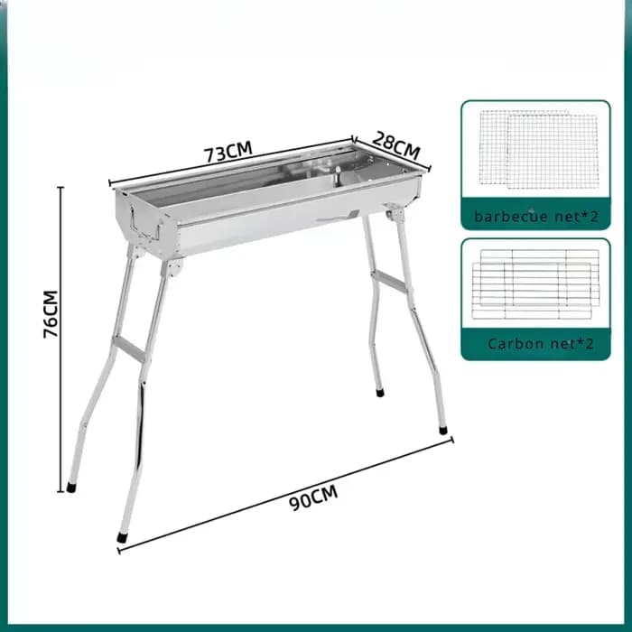 Grill à charbon de bois d'extérieur en acier inoxydable, outil de Barbecue de grande taille, poignée
