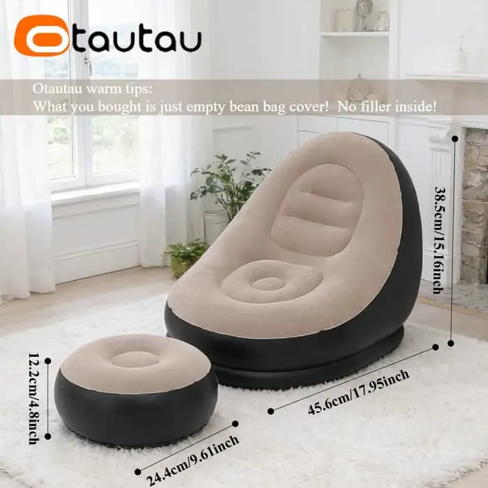 OTAUTAU Chaise Longue Gonflable Extérieure Siège Inclinable Piscine Jardin Plage Portable Canapé de Camping