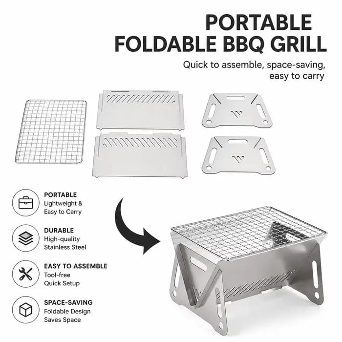 Barbecue au charbon de bois pliable pour le camping