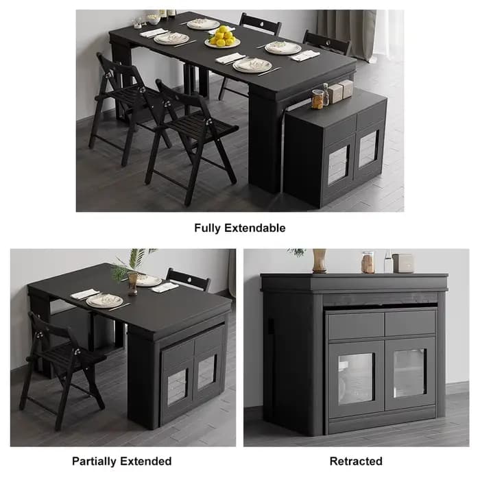 Buffet rectangulaire avec rangement, table à manger extensible moderne