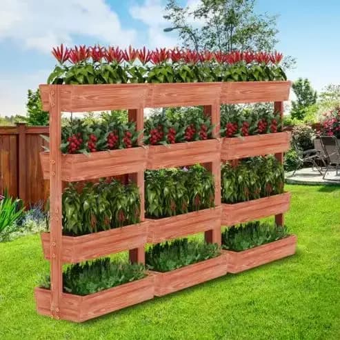Lit de jardin suréWerà 4 niveaux, jardinière verticale en bois massif épais, récipient parfait