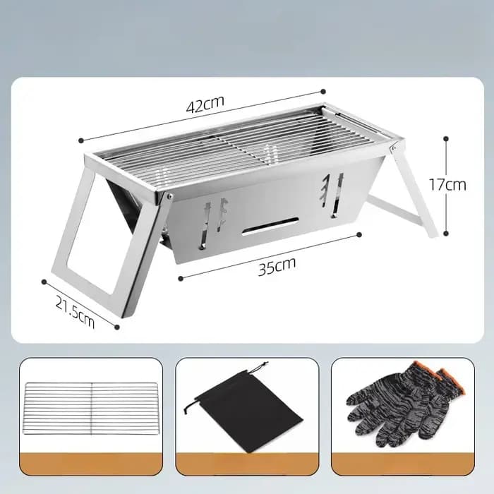 Petit Barbecue Portable Pliable en Acier Inoxydable