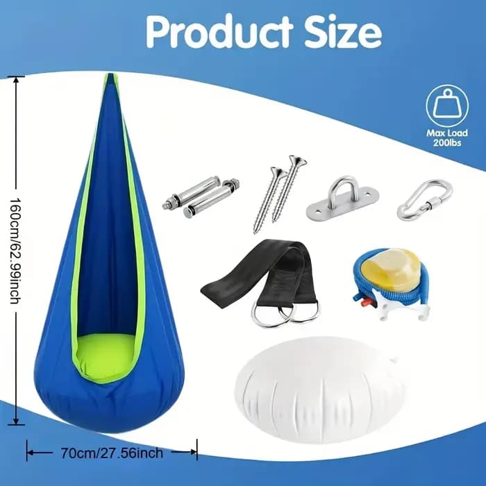 Fauteuil hamac robuste, balançoire portable intérieure/extérieure avec coussin gonflable et poche - Choix idéal pour le camping et le balcon