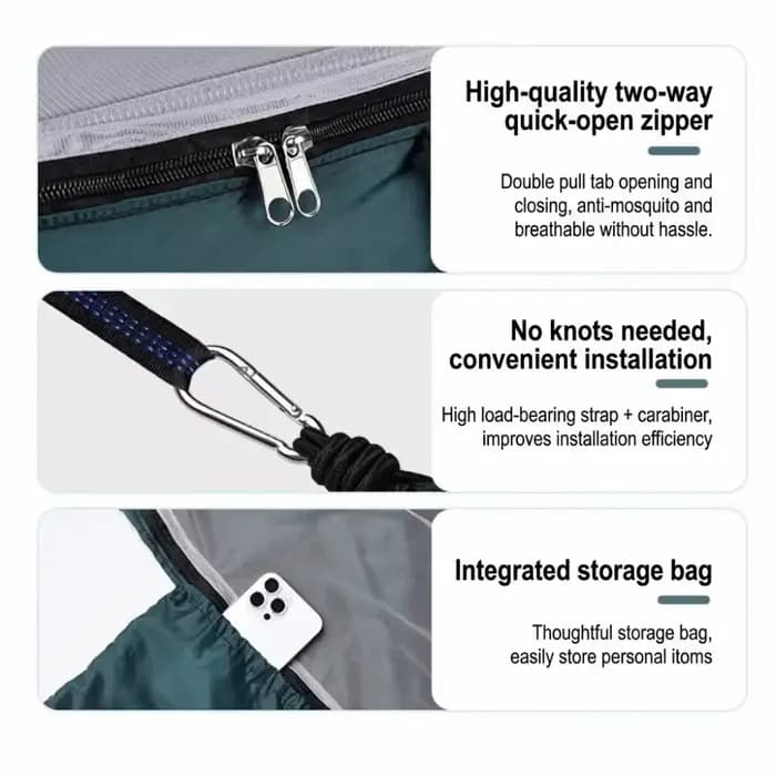Hamac de camping portable avec attaches pour arbres et sacs de transport