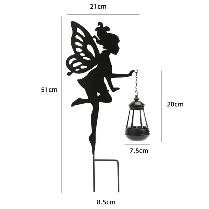 Décor de jardin féerique solaire Statues de fée en métal avec Globe en verre craquelé Lanternes