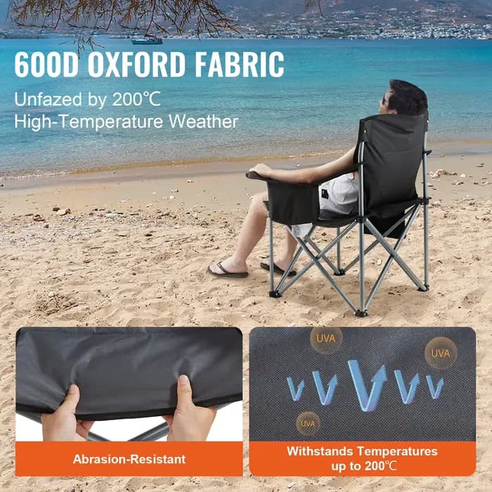 VEVOR Chaise de Camping Pliante Siège Pliant Portable Extérieur Pêche Randonnée