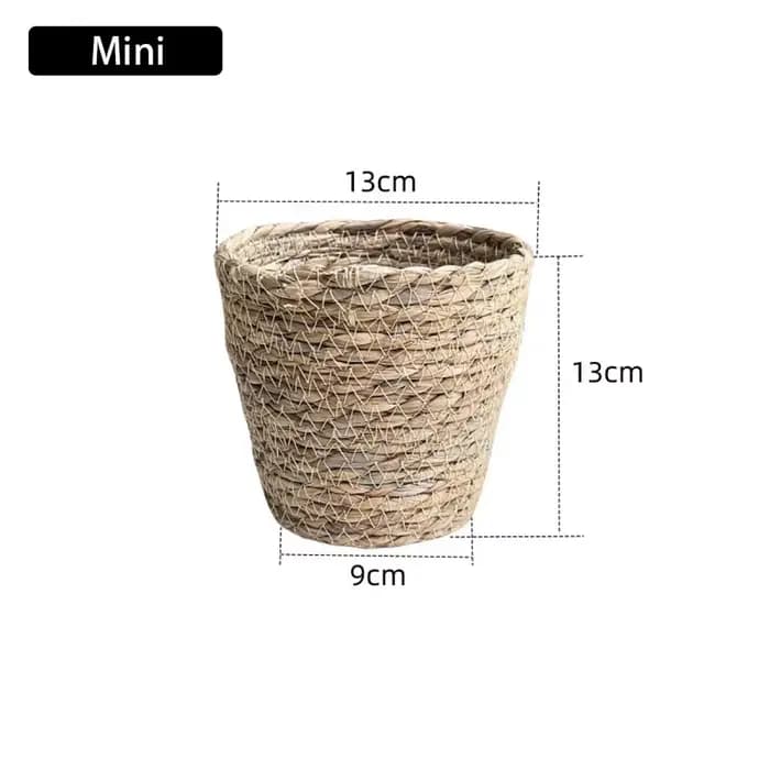 1 pièces pour Terraces de jardin Pot de fleur panier rotin paille meubles décoration herbe tissé Pot