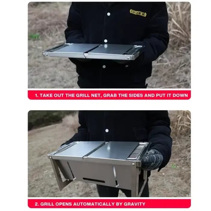 Poêle à Barbecue pliant en acier inoxydable