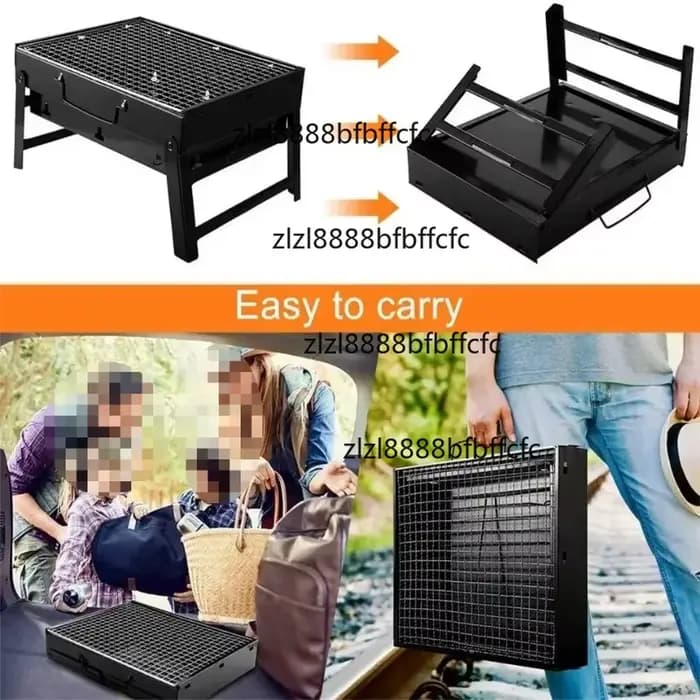 Barbecue portable au charbon de bois en acier inoxydable