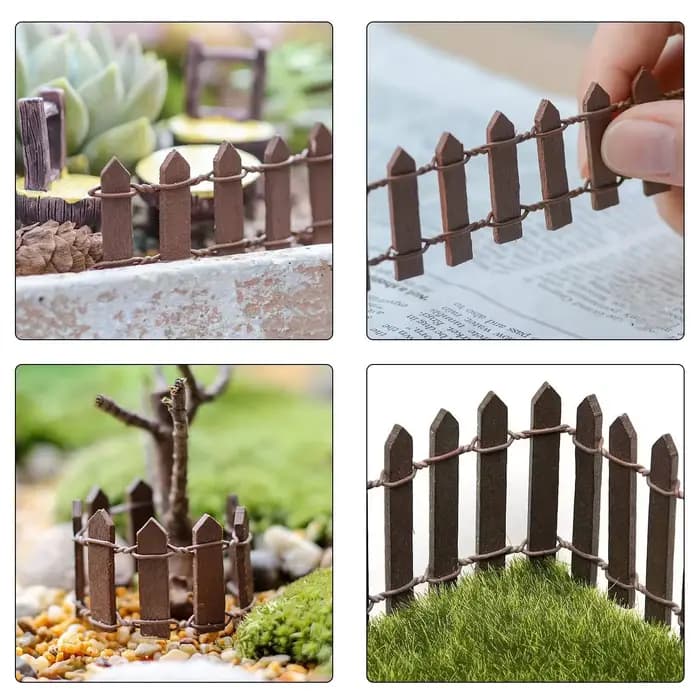 Clôture miniature en bois 5x90cm pour jardin féerique, accessoires faits main DIY pour aménagement p